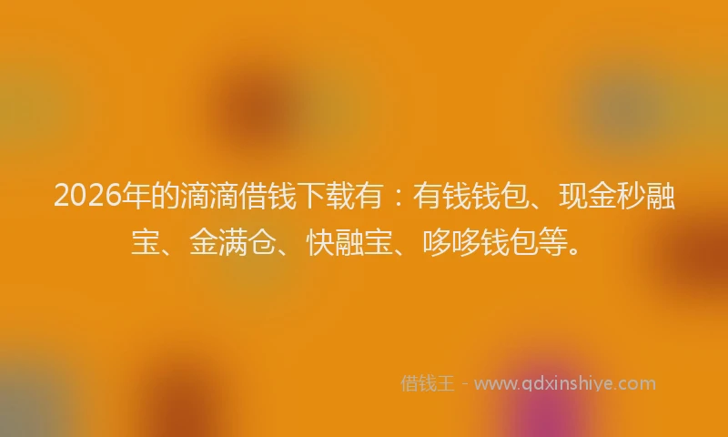 2026年的滴滴借钱下载有：有钱钱包、现金秒融宝、金满仓、快融宝、哆哆钱包等。