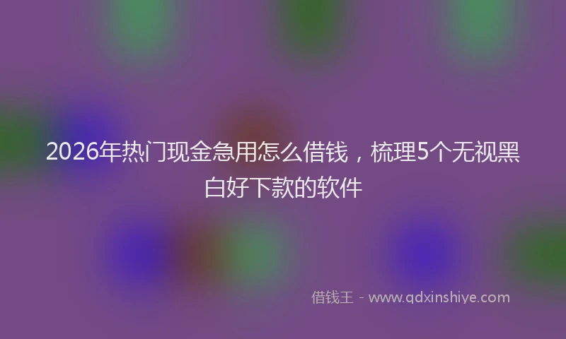 2026年热门现金急用怎么借钱，梳理5个无视黑白好下款的软件