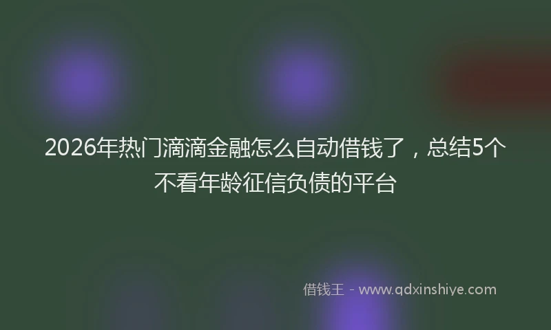 2026年热门滴滴金融怎么自动借钱了，总结5个不看年龄征信负债的平台
