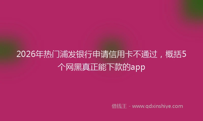 2026年热门浦发银行申请信用卡不通过，概括5个网黑真正能下款的app