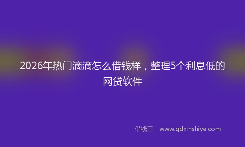 2026年热门滴滴怎么借钱样，整理5个利息低的网贷软件