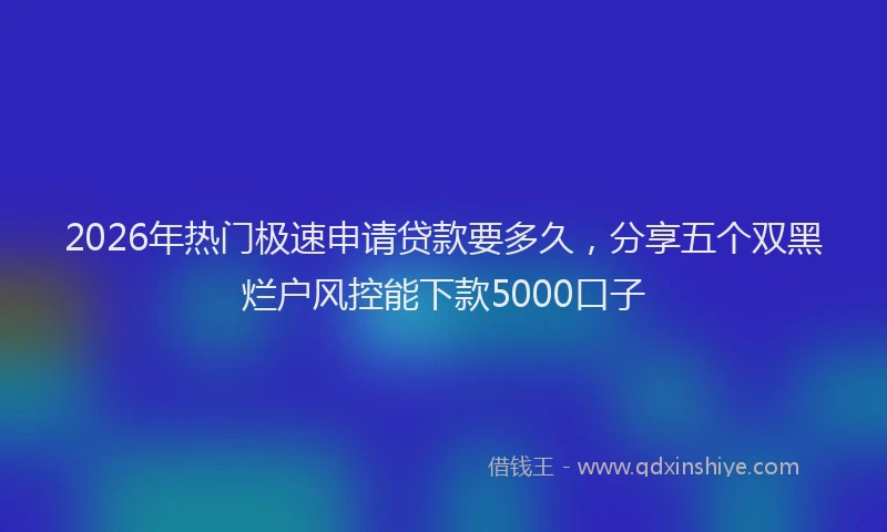 2026年热门极速申请贷款要多久,分享五个双黑烂户风控能下款5000口子