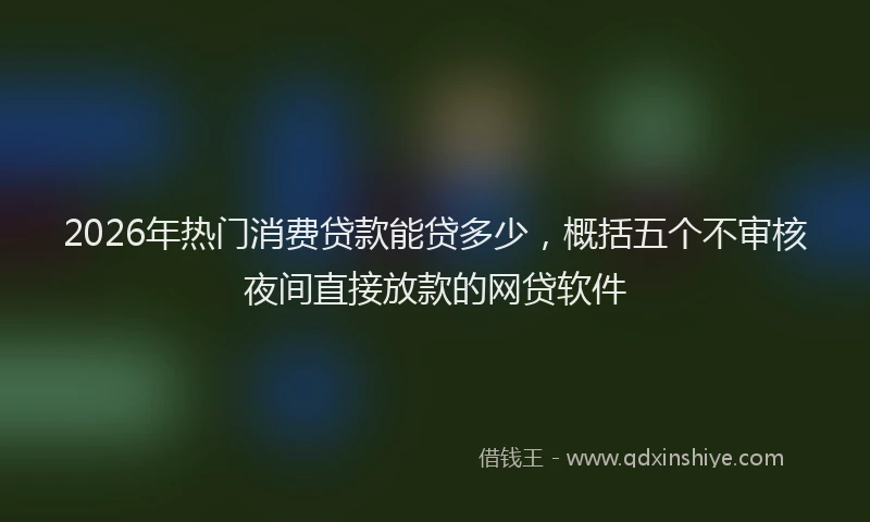 2026年热门消费贷款能贷多少，概括五个不审核夜间直接放款的网贷软件