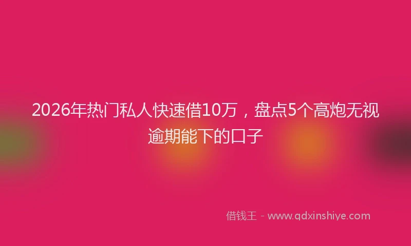 2026年热门私人快速借10万，盘点5个高炮无视逾期能下的口子
