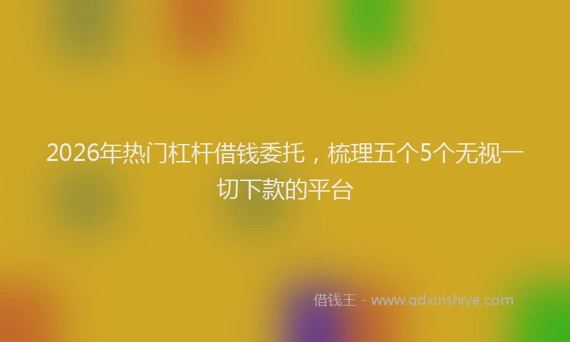 2026年热门杠杆借钱委托,梳理五个5个无视一切下款的平台