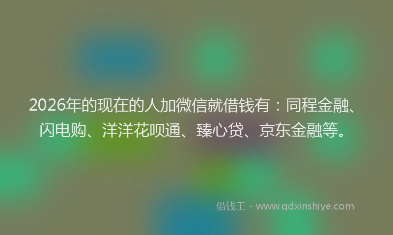 2026年的现在的人加微信就借钱有：同程金融、闪电购、洋洋花呗通、臻心贷、京东金融等。