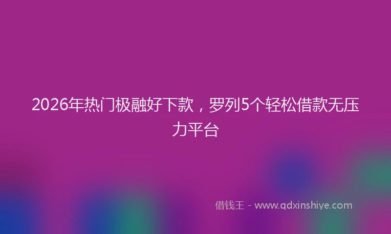 2026年热门极融好下款，罗列5个轻松借款无压力平台