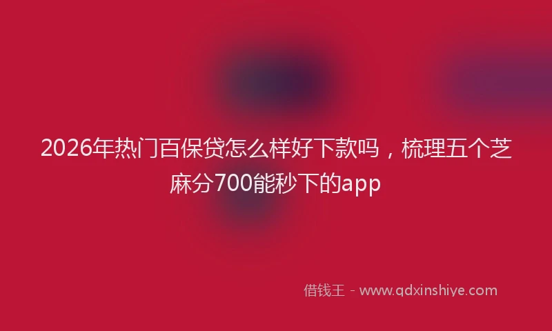 2026年热门百保贷怎么样好下款吗，梳理五个芝麻分700能秒下的app