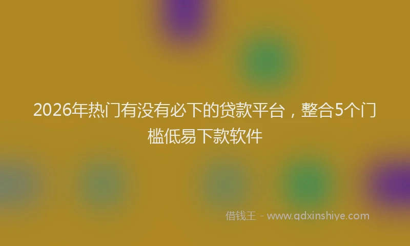 2026年热门有没有必下的贷款平台，整合5个门槛低易下款软件