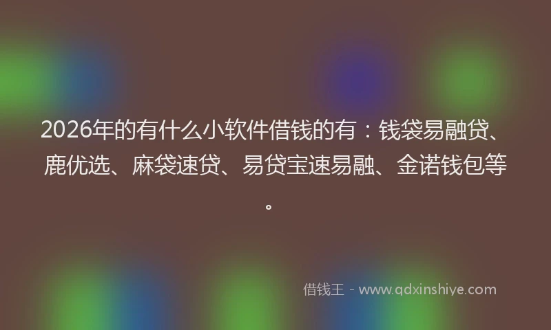 2026年的有什么小软件借钱的有：钱袋易融贷、鹿优选、麻袋速贷、易贷宝速易融、金诺钱包等。