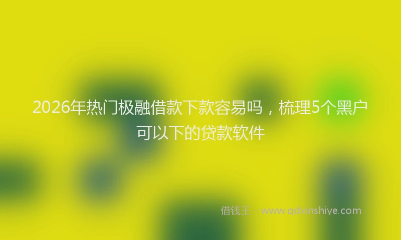 2026年热门极融借款下款容易吗，梳理5个黑户可以下的贷款软件