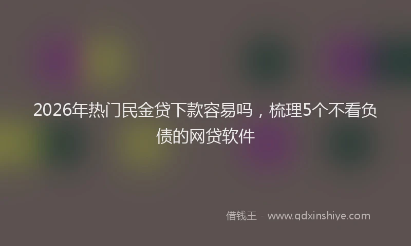 2026年热门民金贷下款容易吗，梳理5个不看负债的网贷软件