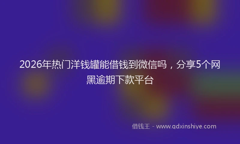 2026年热门洋钱罐能借钱到微信吗，分享5个网黑逾期下款平台