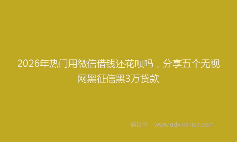 2026年热门用微信借钱还花呗吗，分享五个无视网黑征信黑3万贷款