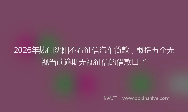 2026年热门沈阳不看征信汽车贷款，概括五个无视当前逾期无视征信的借款口子