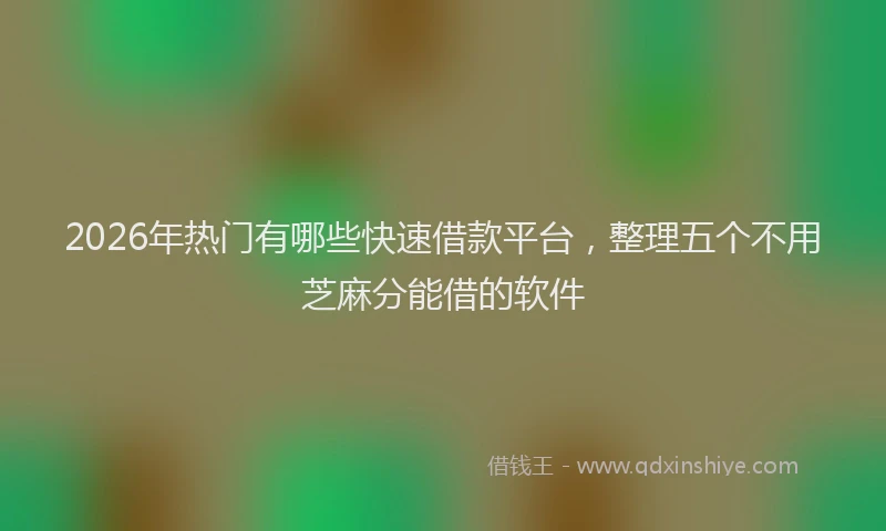 2026年热门有哪些快速借款平台，整理五个不用芝麻分能借的软件