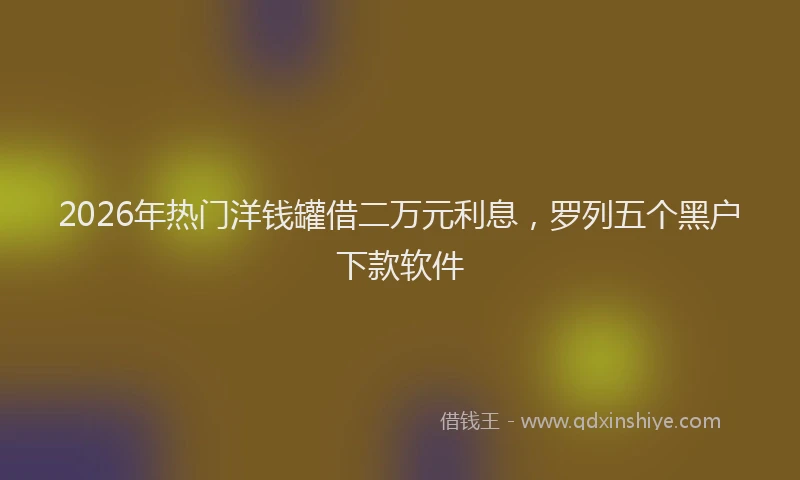2026年热门洋钱罐借二万元利息，罗列五个黑户下款软件