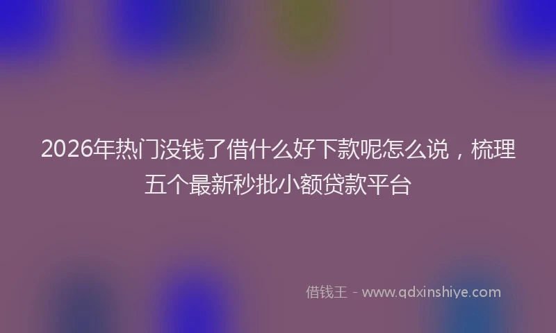 2026年热门没钱了借什么好下款呢怎么说，梳理五个最新秒批小额贷款平台