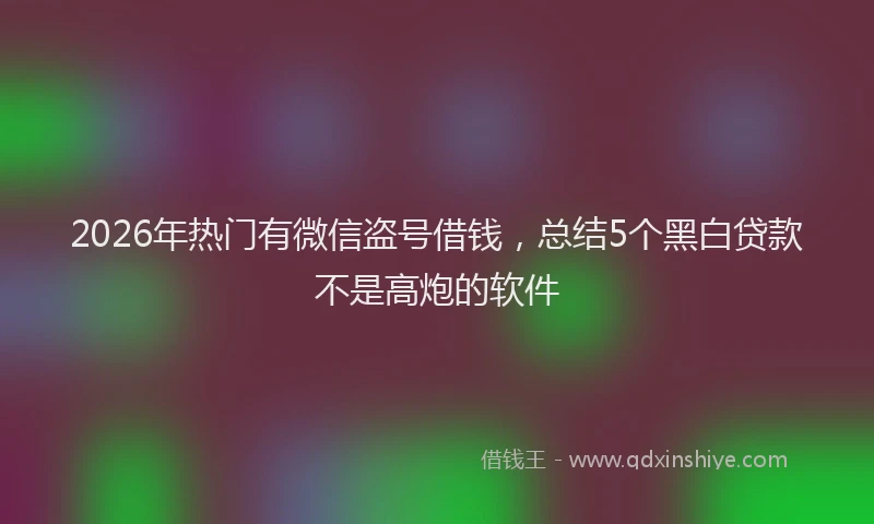 2026年热门有微信盗号借钱，总结5个黑白贷款不是高炮的软件