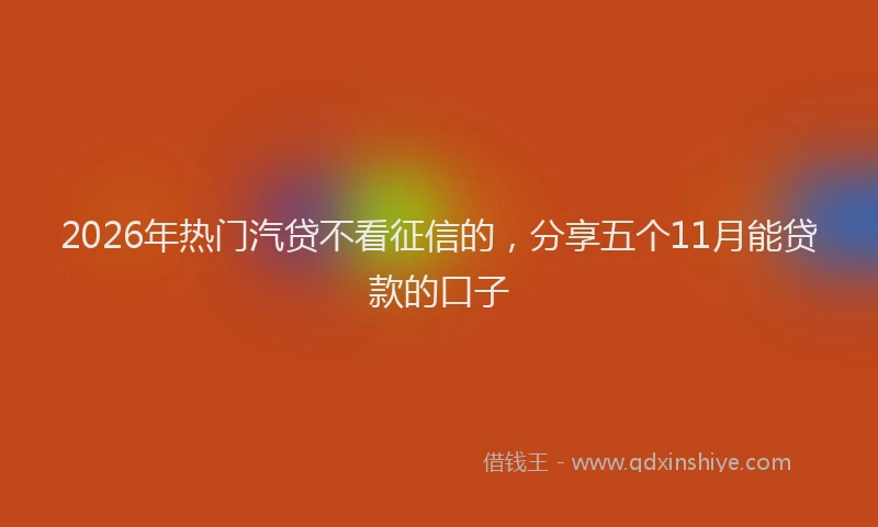 2026年热门汽贷不看征信的,分享五个11月能贷款的口子