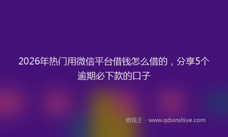 2026年热门用微信平台借钱怎么借的，分享5个逾期必下款的口子