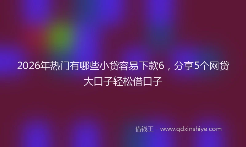 2026年热门有哪些小贷容易下款6，分享5个网贷大口子轻松借口子