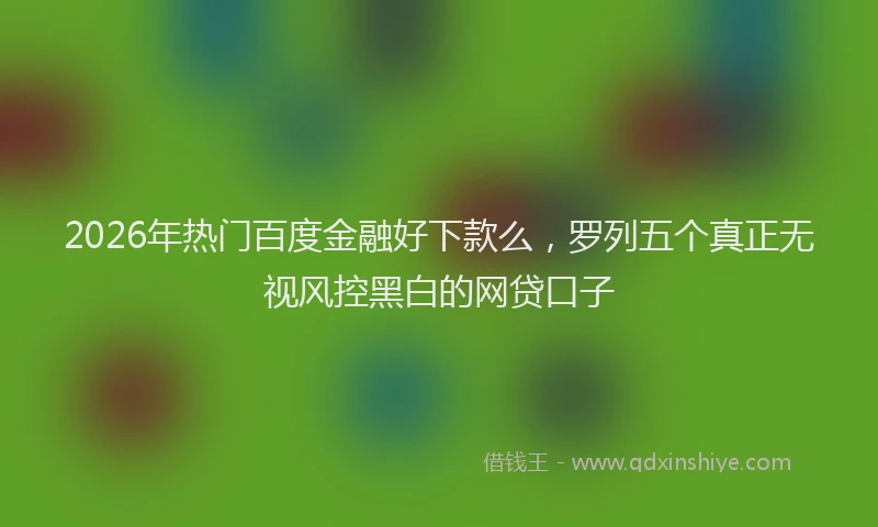 2026年热门百度金融好下款么，罗列五个真正无视风控黑白的网贷口子