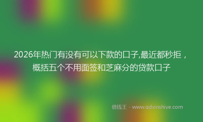 2026年热门有没有可以下款的口子,最近都秒拒，概括五个不用面签和芝麻分的贷款口子
