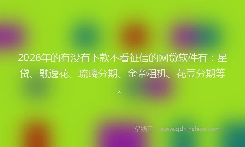 2026年的有没有下款不看征信的网贷软件有：星贷、融逸花、琉璃分期、金帝租机、花豆分期等。