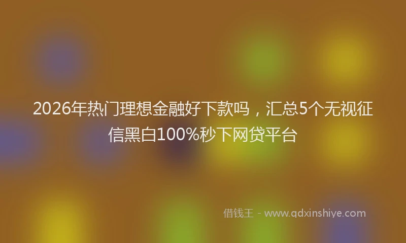 2026年热门理想金融好下款吗，汇总5个无视征信黑白100%秒下网贷平台