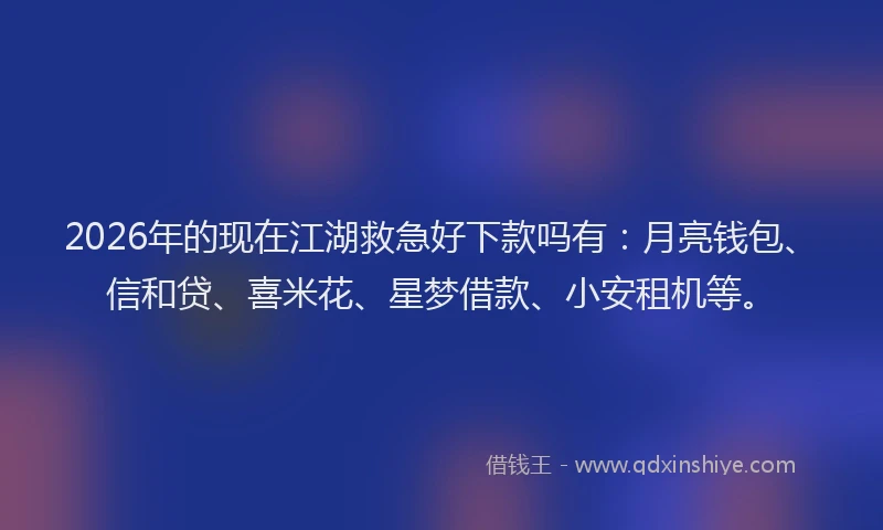 2026年的现在江湖救急好下款吗有：月亮钱包、信和贷、喜米花、星梦借款、小安租机等。
