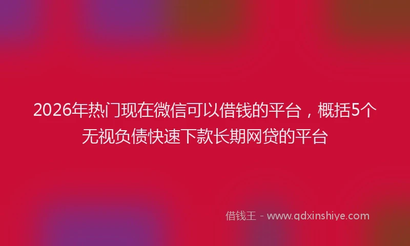 2026年热门现在微信可以借钱的平台，概括5个无视负债快速下款长期网贷的平台