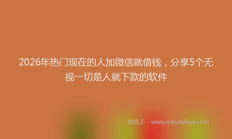 2026年热门现在的人加微信就借钱，分享5个无视一切是人就下款的软件