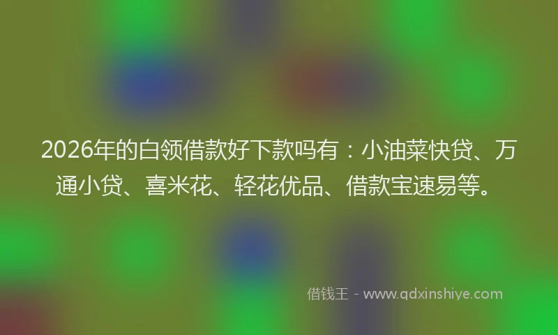 2026年的白领借款好下款吗有:小油菜快贷、万通小贷、喜米花、轻花优品、借款宝速易等。