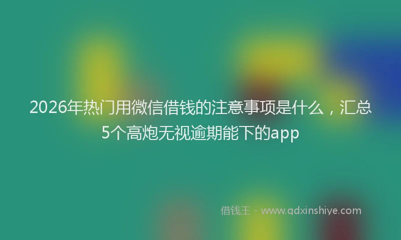 2026年热门用微信借钱的注意事项是什么，汇总5个高炮无视逾期能下的app