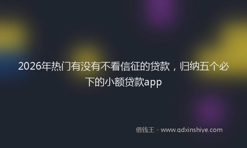 2026年热门有没有不看信征的贷款，归纳五个必下的小额贷款app