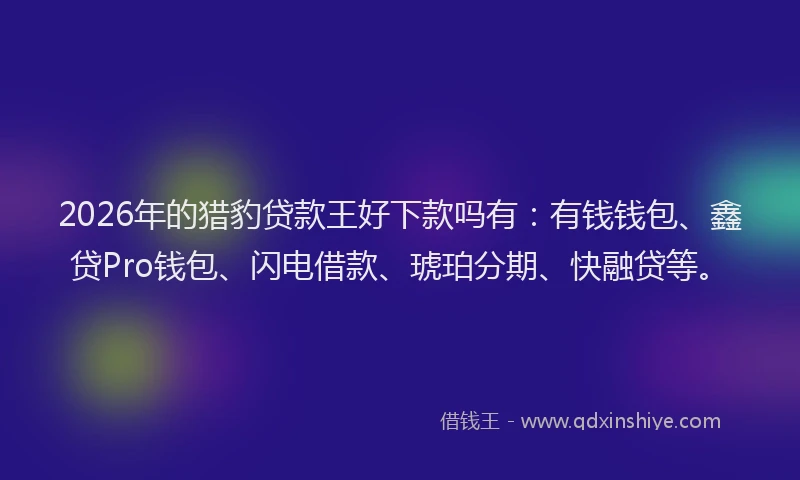 2026年的猎豹贷款王好下款吗有：有钱钱包、鑫贷Pro钱包、闪电借款、琥珀分期、快融贷等。