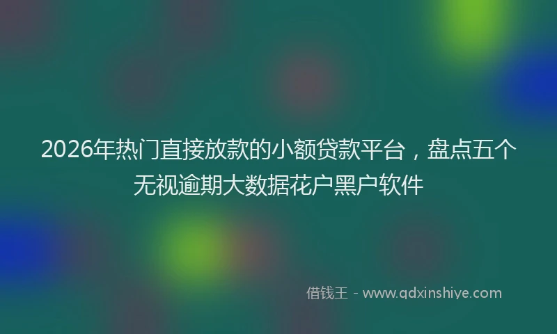 2026年热门直接放款的小额贷款平台，盘点五个无视逾期大数据花户黑户软件