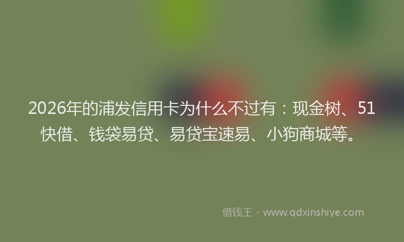 2026年的浦发信用卡为什么不过有:现金树、51快借、钱袋易贷、易贷宝速易、小狗商城等。