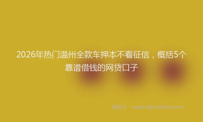 2026年热门温州全款车押本不看征信，概括5个靠谱借钱的网贷口子