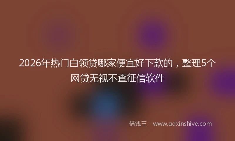 2026年热门白领贷哪家便宜好下款的，整理5个网贷无视不查征信软件