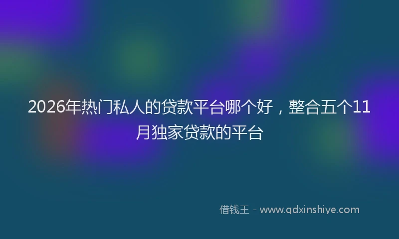 2026年热门私人的贷款平台哪个好，整合五个11月独家贷款的平台