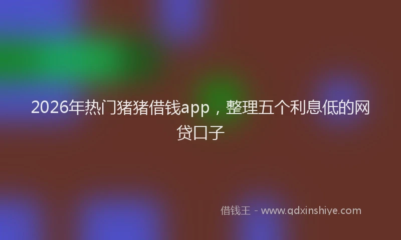 2026年热门猪猪借钱app，整理五个利息低的网贷口子