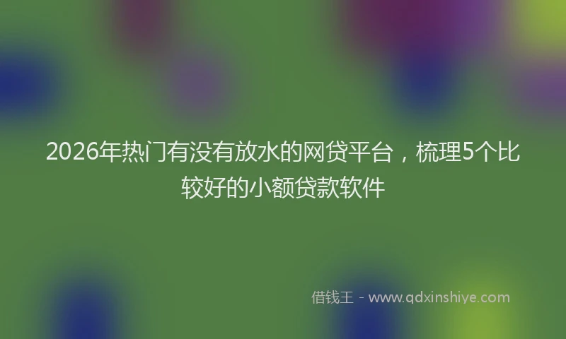 2026年热门有没有放水的网贷平台，梳理5个比较好的小额贷款软件