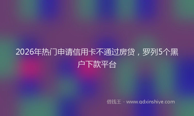 2026年热门申请信用卡不通过房贷，罗列5个黑户下款平台