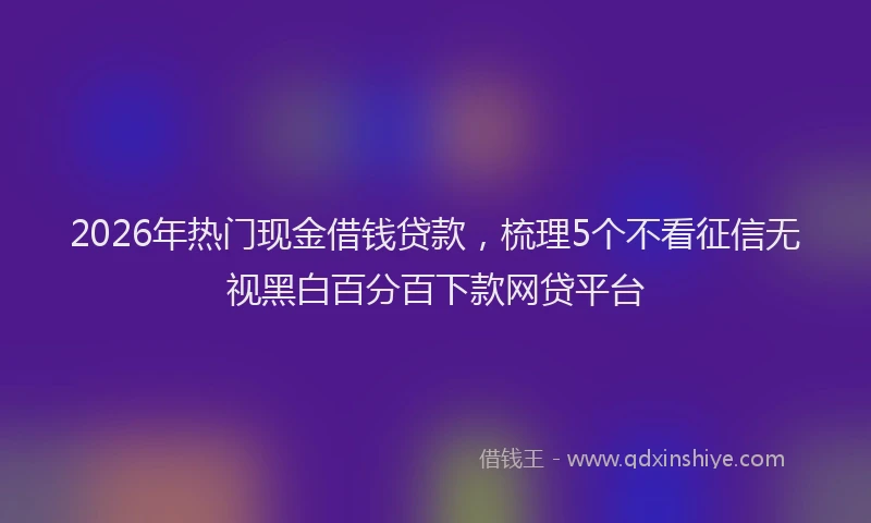 2026年热门现金借钱贷款，梳理5个不看征信无视黑白百分百下款网贷平台