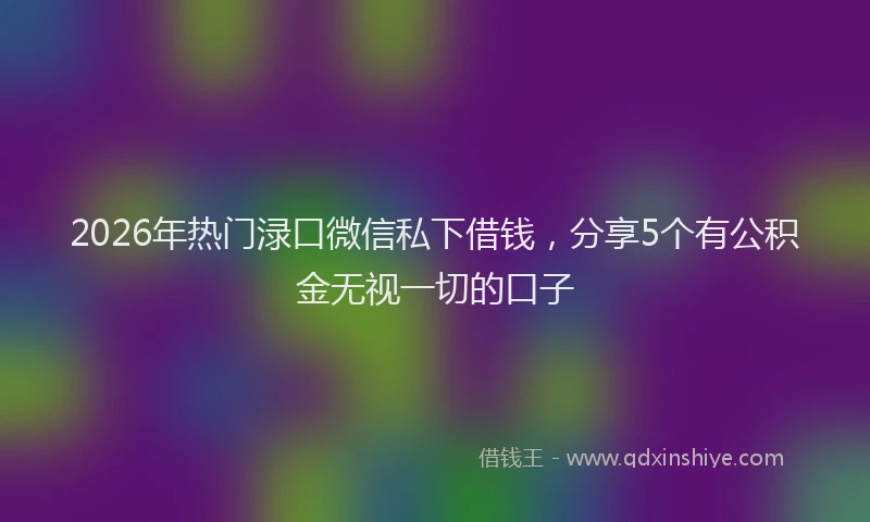 2026年热门渌口微信私下借钱，分享5个有公积金无视一切的口子