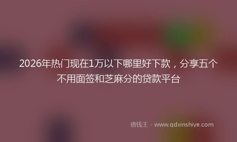 2026年热门现在1万以下哪里好下款，分享五个不用面签和芝麻分的贷款平台