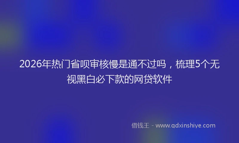 2026年热门省呗审核慢是通不过吗，梳理5个无视黑白必下款的网贷软件