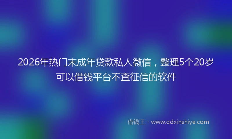 2026年热门末成年贷款私人微信,整理5个20岁可以借钱平台不查征信的软件